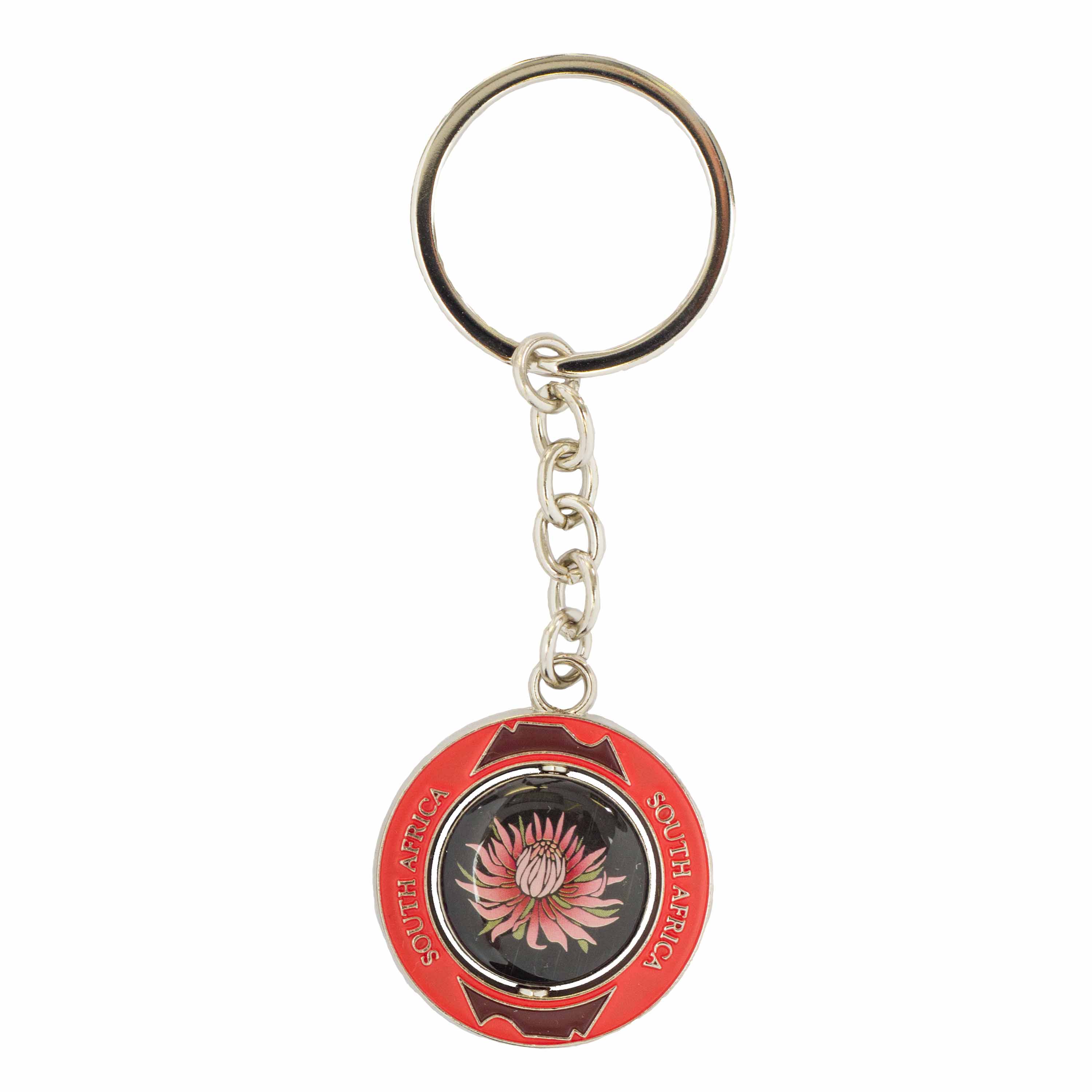 1 Charm Spinning Keyring - Protea - Click Image to Close