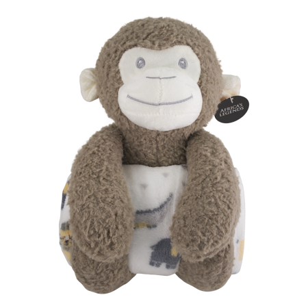 Monkey-Fluffy Blanket Toy-Patterned