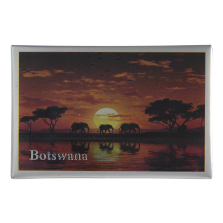 Botswana- Elephant Red Sky (8x5.5cm)