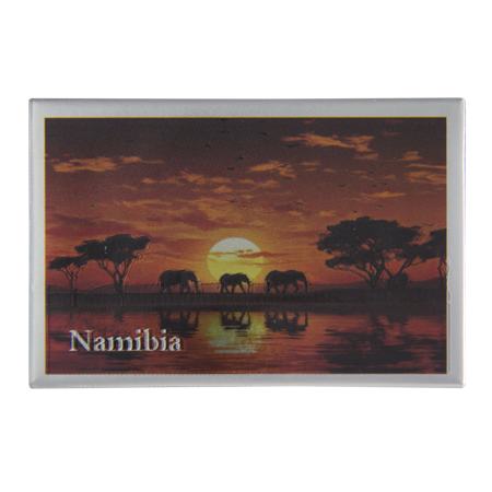 Namibia- Elephant Red Sky (8x5.5cm)