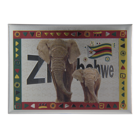 Zimbabwe- Elephant with Calf (9x6.5cm)