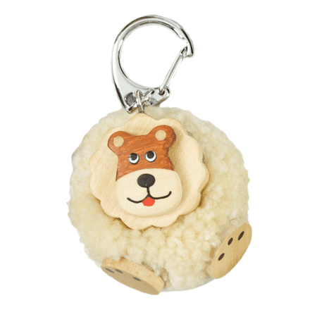 Pompom Keyring - Lion White Large 