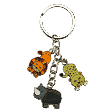 3 Charm Keyring Grey Rhino