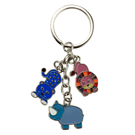 3 Charm Keyring Blue Rhino