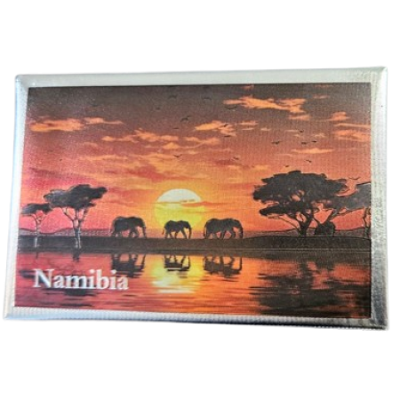 Namibia- Elephant Red Sky (8x5.5cm)